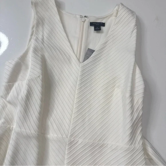 ANN TAYLOR Sleeveless Petites White Lined Dress Women's Sz 0P Zipped Back A0501 - Picture 2 of 8